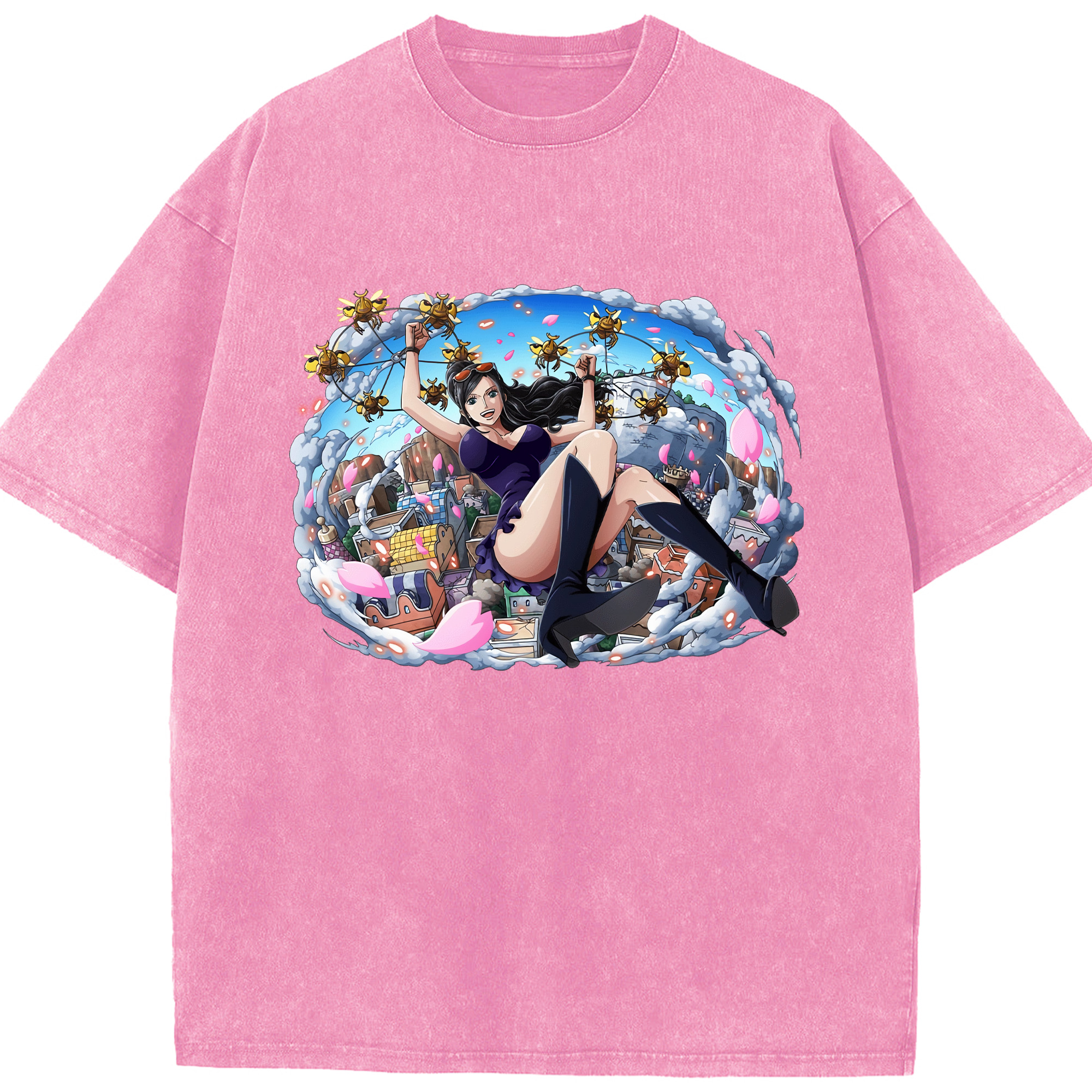 ワンピース ニコ・ロビン ONE PIECE Nico Robin 綿100% ヴィンテージ風 半袖Tシャツ（フロントプリント）